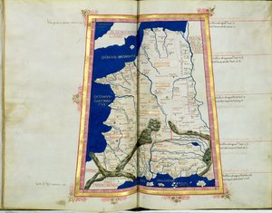 Ms Lat 463 fol.81v-82r Mapa de Galia, Bélgica, Lyon y Aquitania